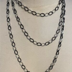 Layered Black & Silver Link Necklace for Women